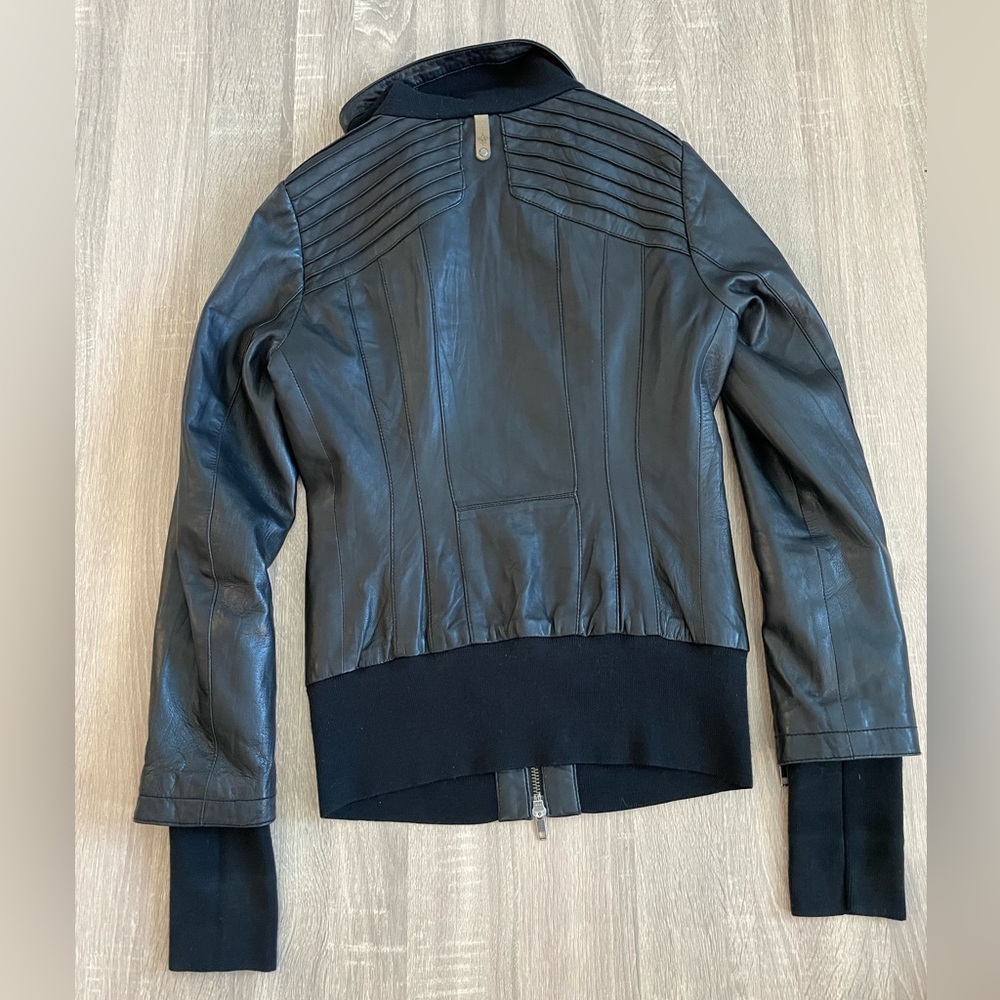 MACKAGE Artzia Genuine Lamb Black Leather Moto Jacket. XS - Picture 6 of 16